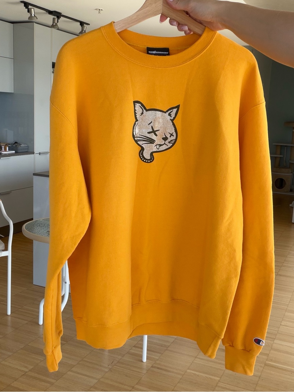 The Hundreds x Champion Yellow Cat Graphic Crewneck Sweatshirt XL